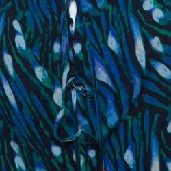 Tory Burch Blue Peacock Print Silk Tassel Detail Camisole Dress M
