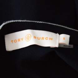 Tory Burch Navy Blue Crepe Embroidered Full Sleeve Jillian Maxi Dress M