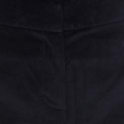 Pre Owned Tory Burch Navy Blue & Black Velvet & Silk Detail Flared Hagette Pants L