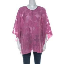 Pre Owned Tory Burch Purple Cotton Silk Fil Coupe Tunic Top XL