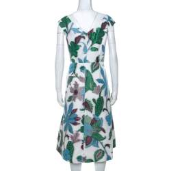 Tory Burch White Floral Fil Coupé Short Wisteria Dress S