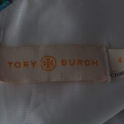 Tory Burch White Floral Fil Coupé Short Wisteria Dress S