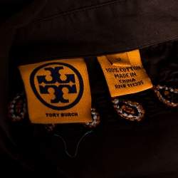 Pre Owned Tory Burch Brown Cotton Embroidered Button Front Shirt L