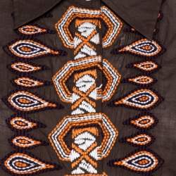 Pre Owned Tory Burch Brown Cotton Embroidered Button Front Shirt L