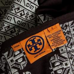 Tory Burch Brown Cotton Embroidered Neck Tie Detail Top S
