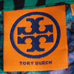 مملوكة مسبقًا Tory Burch Multicolor Printed Silk Knit Button Front Shirt S