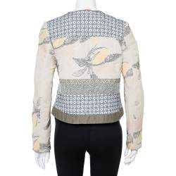 Pre Owned Tory Burch Multicolor Floral Embroidered Tie Detail Jacket M