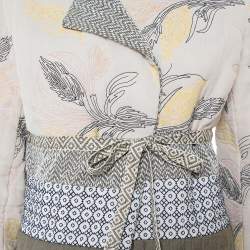 Pre Owned Tory Burch Multicolor Floral Embroidered Tie Detail Jacket M