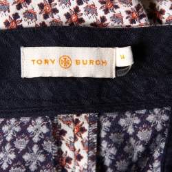 Tory Burch Multicolor Floral Motif Jacquard Skinny Trousers XL 