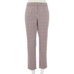 Tory Burch Multicolor Floral Motif Jacquard Skinny Trousers XL 