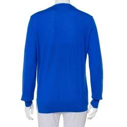 Pre Owned Tory Burch Royal Blue Wool Button Front Madeline Cardigan L