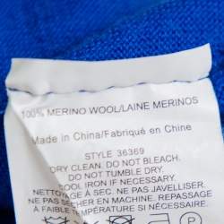 Pre Owned Tory Burch Royal Blue Wool Button Front Madeline Cardigan L