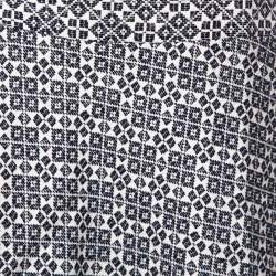 Pre Owned Tory Burch Navy Blue & White Textured Cotton Geometric Embroidered Burlap Mini Skirt M