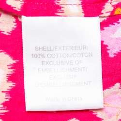 Tory Burch Pink Batik Printed Cotton Embellished Oversized Top S