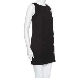 Pre Owned Tory Burch Black Wool Button Detail Sleeveless Shift Dress M