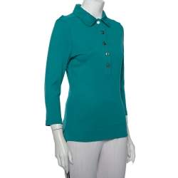 Pre Owned Tory Burch Blue Cotton Knit Polo T-Shirt M