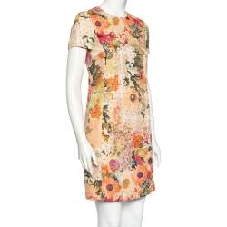 Pre Owned Tory Burch Pink Kaley Floral Printed Jacquard Shift Dress S