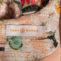 Pre Owned Tory Burch Pink Kaley Floral Printed Jacquard Shift Dress S