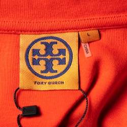 مملوكة مسبقًا Tory Burch Red Cotton Knit Polo T-Shirt L