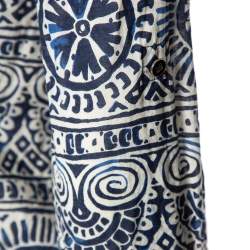 Tory Burch Blue & White Printed Cotton Buttoned Front Shirt M
