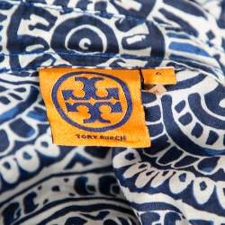 Tory Burch Blue & White Printed Cotton Buttoned Front Shirt M
