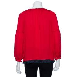 مملوكة مسبقًا تونيك توري برش سيلفي حرير كريب أحمر مقاس صغير