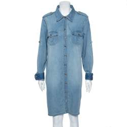 Tory Burch Light Blue Denim Brigitte Shirt Dress XL 
