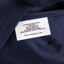 Pre Owned Tory Burch Navy Blue Cotton Emmanuelle Belted Shirt Dress M