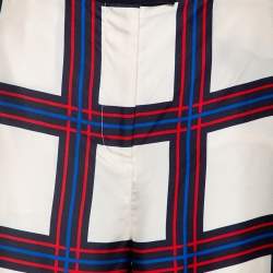 Tory Burch Navy Blue Valley Plaid Silk Harper Pant M