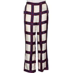 Tory Burch Navy Blue Valley Plaid Silk Twill Harper Pant M Tory Burch | TLC