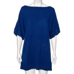 Pre Owned Tory Burch Indigo Cashmere Short Sleeve Sweater M