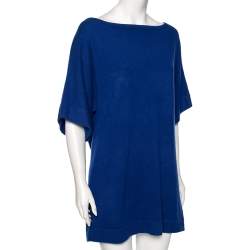 Pre Owned Tory Burch Indigo Cashmere Short Sleeve Sweater M