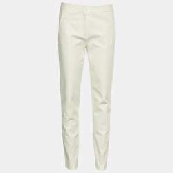 Tory Burch Ivory Stretch Cotton Vanner Fitted Trousers S/Waist - 31