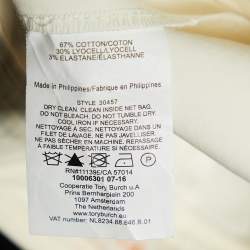 Pre Owned Tory Burch Ivory Stretch Cotton Vanner Fitted Trousers S/Waist - 31"