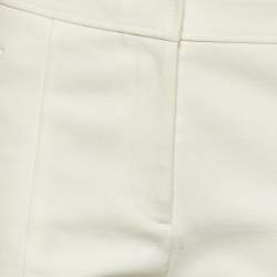 Pre Owned Tory Burch Ivory Stretch Cotton Vanner Fitted Trousers S/Waist - 31"