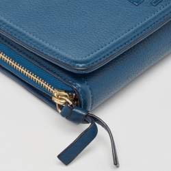 Pre Owned Tory Burch Blue Leather Thea Crossbody Bag