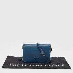 Pre Owned Tory Burch Blue Leather Thea Crossbody Bag