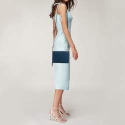 Pre Owned Tory Burch Blue Leather Thea Crossbody Bag