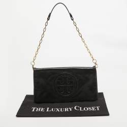 Tory Burch Black Leather Reva Chain Clutch