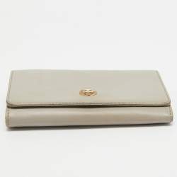 Tory Burch Light Grey Leather Robinson Wallet On Chain