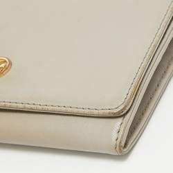 Tory Burch Light Grey Leather Robinson Wallet On Chain