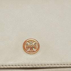 Tory Burch Light Grey Leather Robinson Wallet On Chain