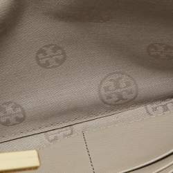 Tory Burch Light Grey Leather Robinson Wallet On Chain