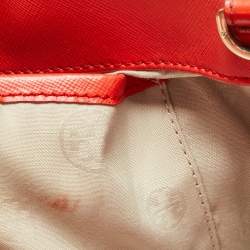 Pre Owned Tory Burch Red Patent and Leather Large Double Zip Robinson Tote