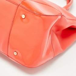 Pre Owned Tory Burch Red Patent and Leather Large Double Zip Robinson Tote