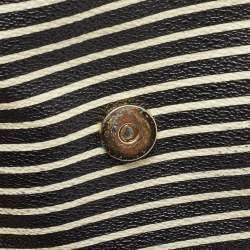 Tory Burch Black/White Stripe Leather Kerrington Crossbody Bag