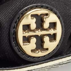 Tory Burch Black/White Stripe Leather Kerrington Crossbody Bag