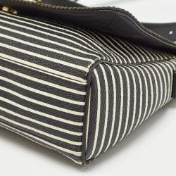 Tory Burch Black/White Stripe Leather Kerrington Crossbody Bag