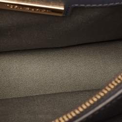 Tory Burch Grey Croc Embossed Leather and Suede Robinson Top Handle Bag