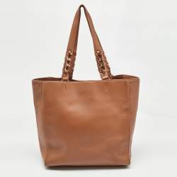 Pre Owned Tory Burch Brown Leather Brooke Tote